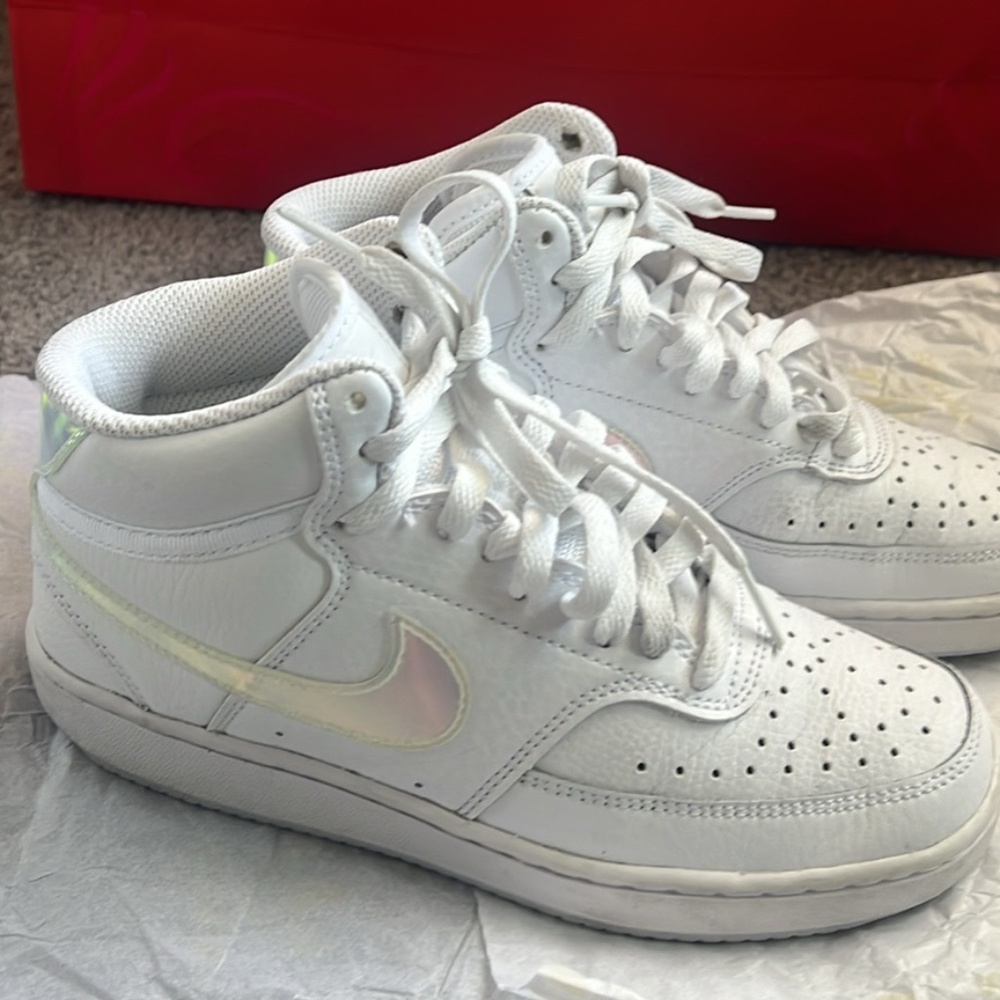 NIKE COURT VISION MID 'WHITE IRIDESCENT'
